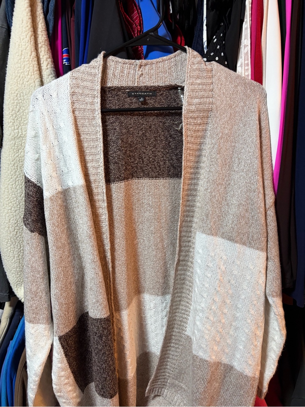 NEVER WORN Staccato Colorblock Cardigan Sweater - Neutral Beige